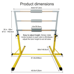 Yellow double bar with adjustable height and detailed size measurements