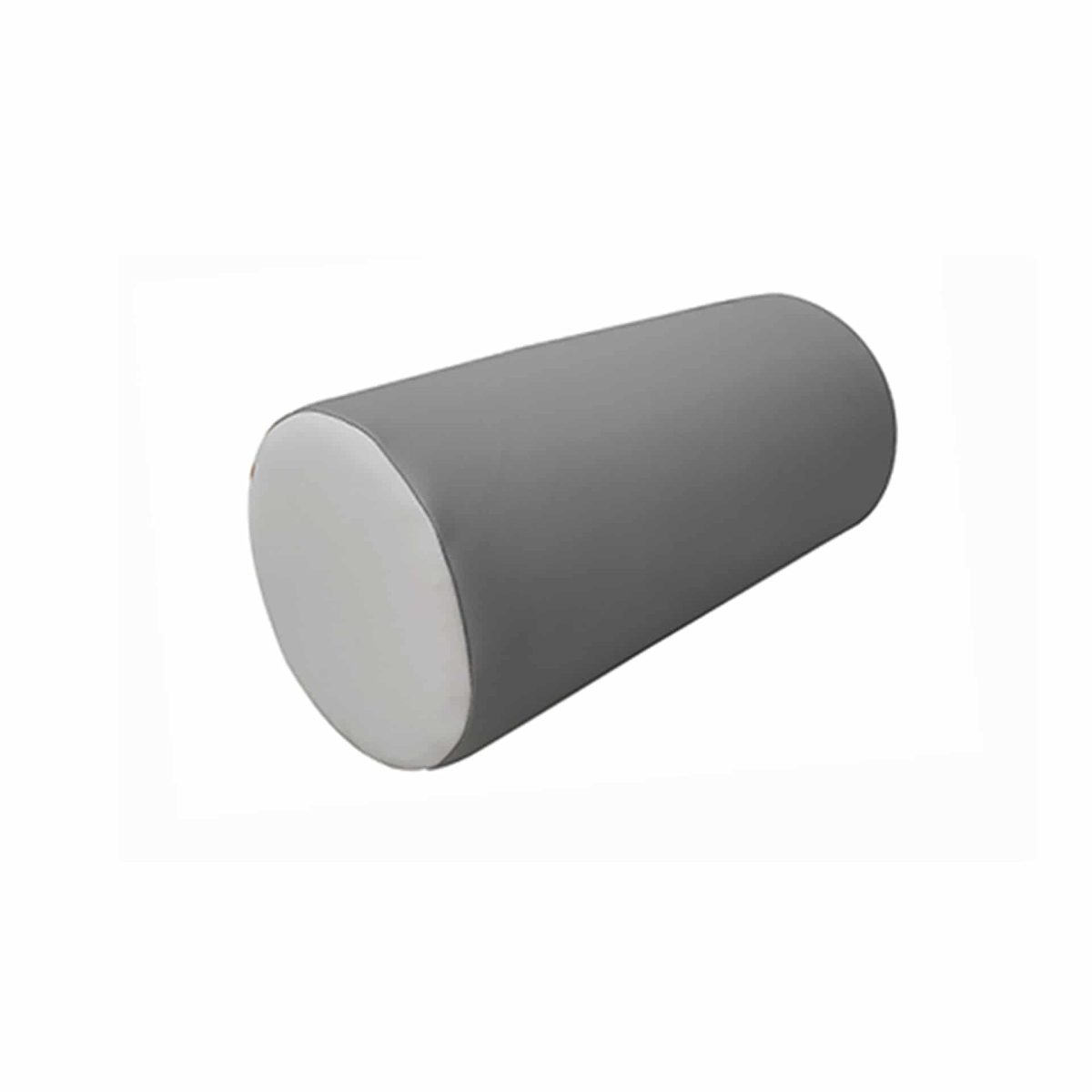 Gray cylindrical foam roller for gymnastics and fitness training