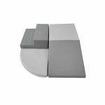 Airtumble gray soft play set with ramp, steps, and curved base.