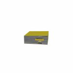 AirTumble gymnastics wedge-shaped equipment with a gray body and yellow top surface, designed for safe tumbling and balance exercises.