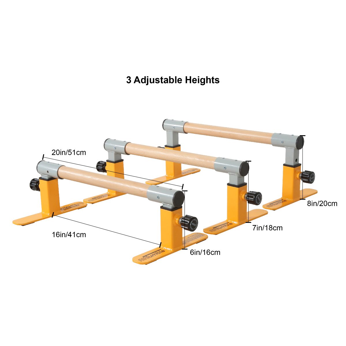 A picture of AirTumble Adjustable Gymnastics Handstand Bar with 3 adjustable heights.