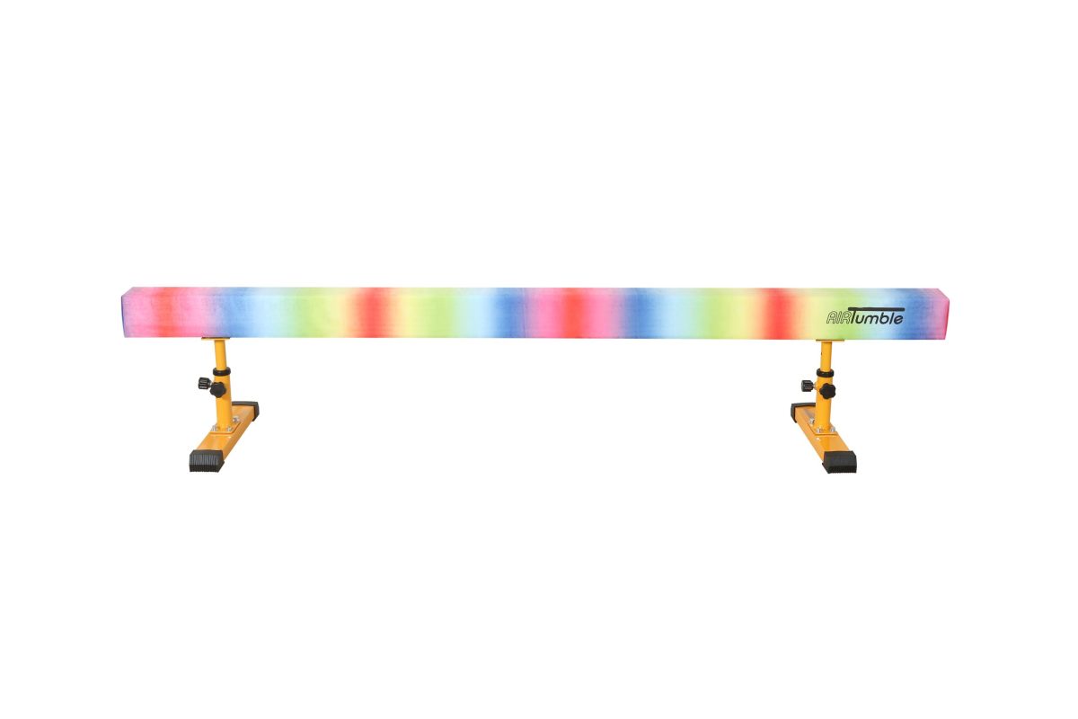 The AirTumble Adjustable Gymnastics Beam for home training with the ability of its height adjustment.