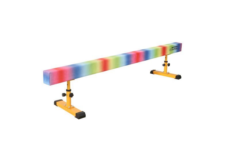 AirTumble Rainbow Adjustable Gymnastics Beam, featuring adjustable height from the floor for customizable balance training and gymnastics practice.