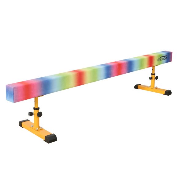 AirTumble Rainbow Adjustable Gymnastics Beam, featuring adjustable height from the floor for customizable balance training and gymnastics practice.