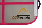 Close up of brand logo of AirTumble inflatable tumbling mat, perfect for gymnastics, cheerleading, and athletic activities.