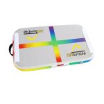 AirTumble Rainbow AirBoard, a colorful inflatable training tool designed for gymnastics and various athletic activities, providing a stable and cushioned surface.