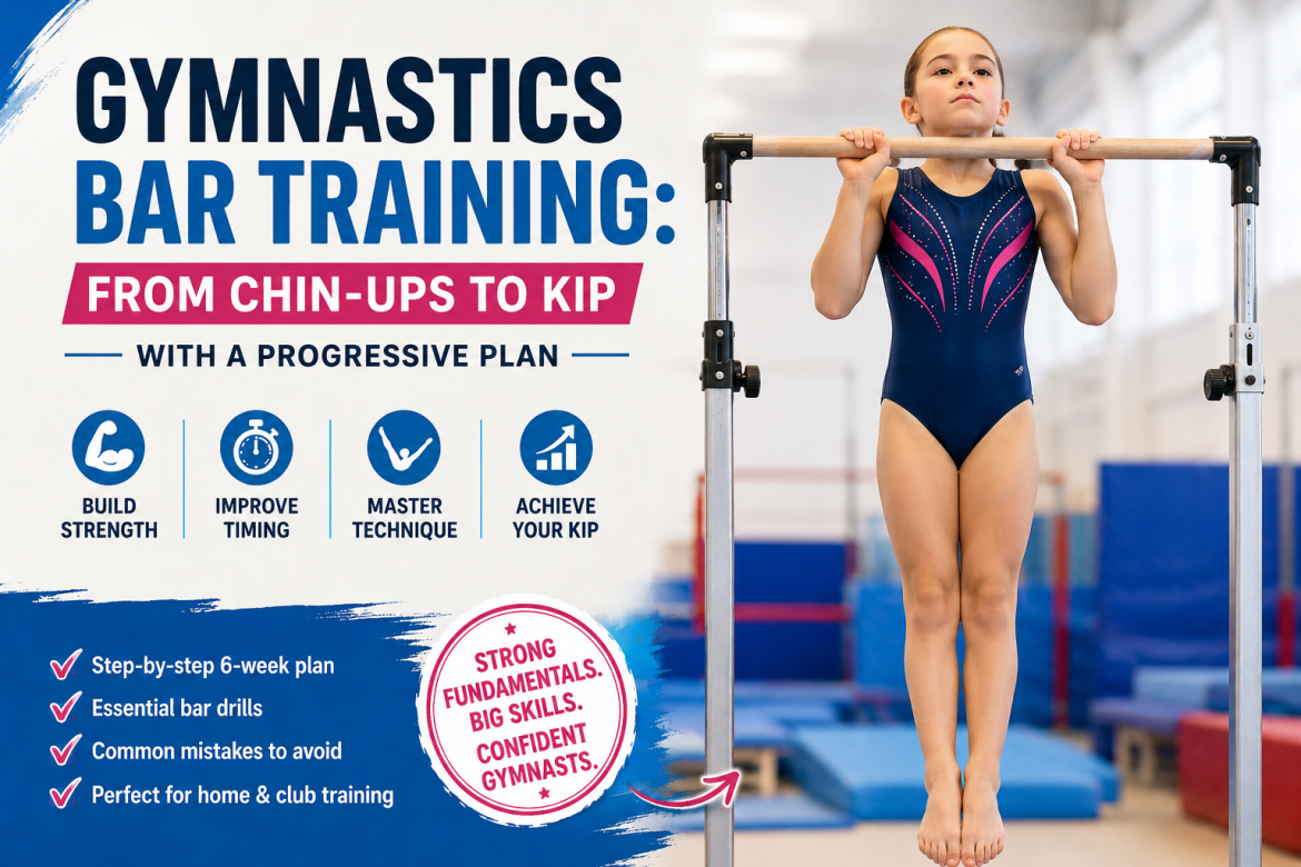 Young gymnast training on a gymnastics bar