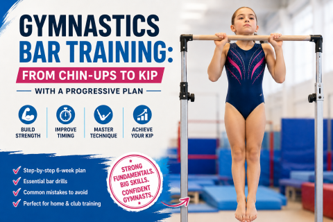 Young gymnast training on a gymnastics bar