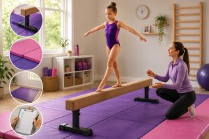 Safe gymnastics beam practice at home